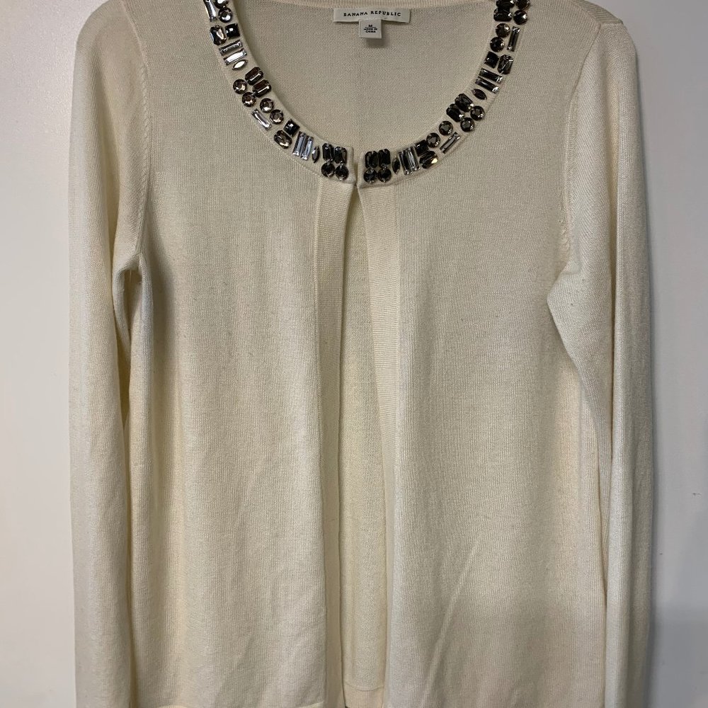 Banana Republic Jeweled Cream Sweater Size Medium